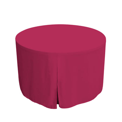 Round table cover in a solid magenta color, designed for a 48-inch table with a draped edge.