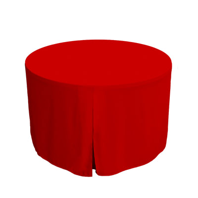 Round table cover in bright red, designed to fit a 48-inch diameter table.