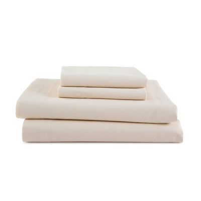 Four pieces of cream-colored sheets stacked neatly, featuring a smooth texture and subtle detailing.