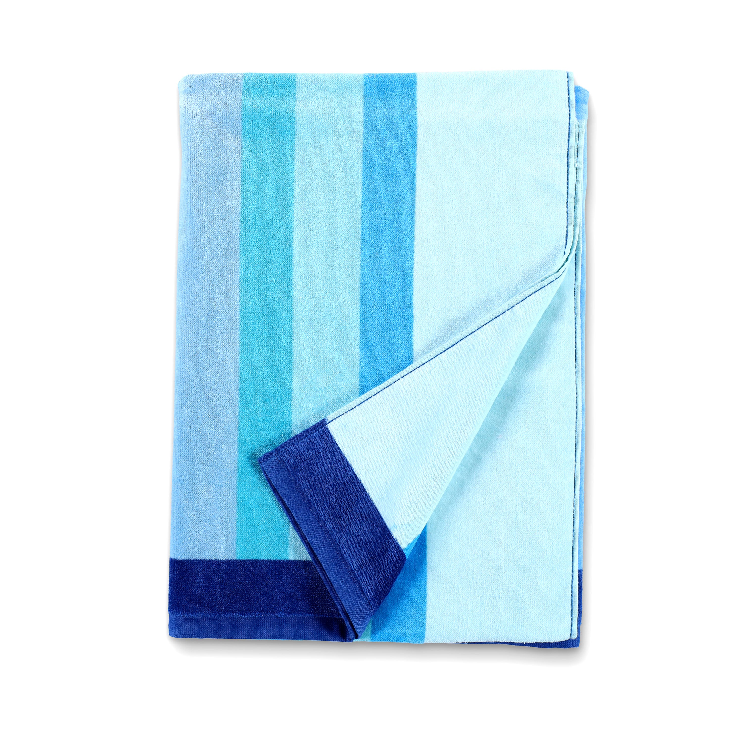 Blue striped towel on a white background