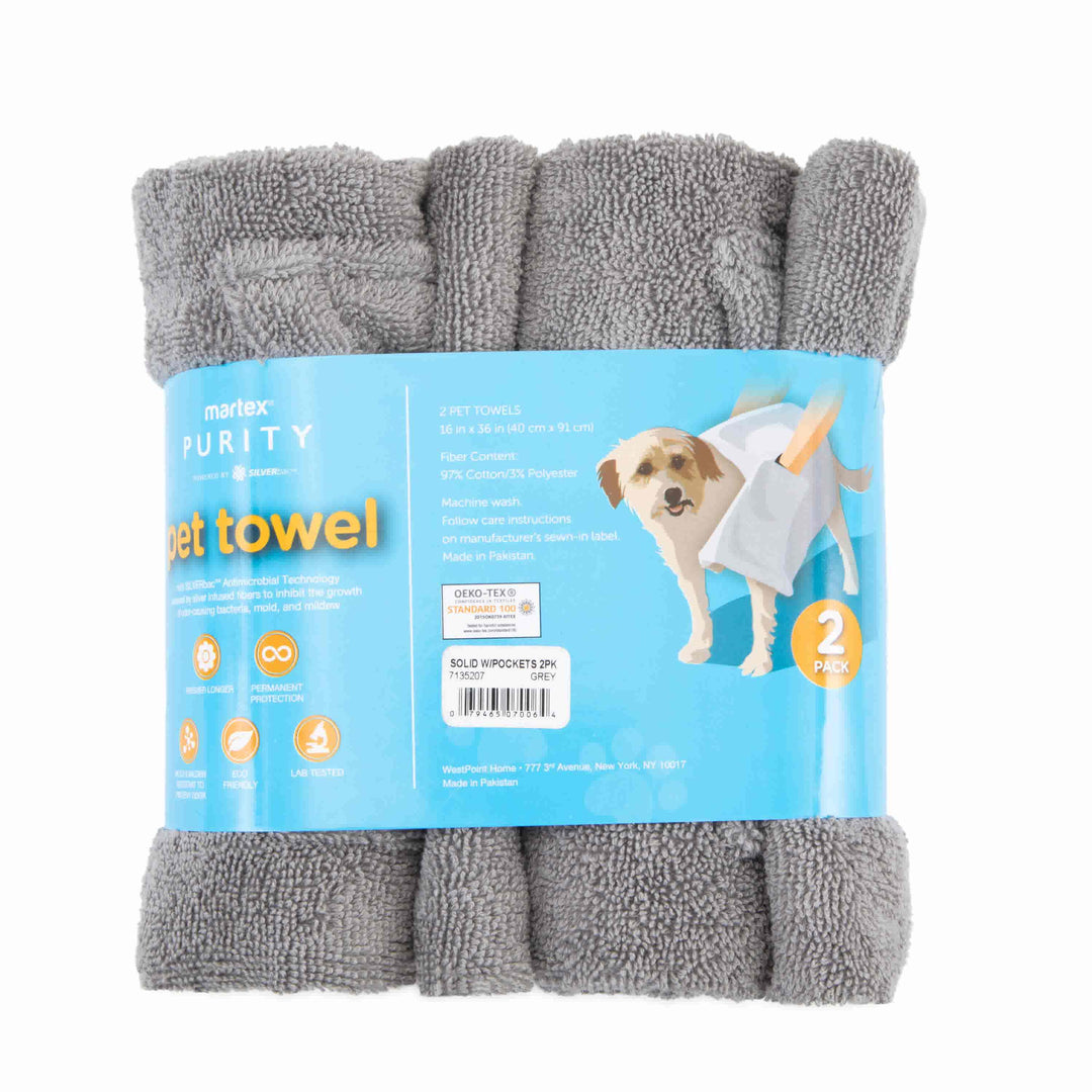 Martex Purity 2-Pack Solid Gray Pet Towel Set by WestPoint Home