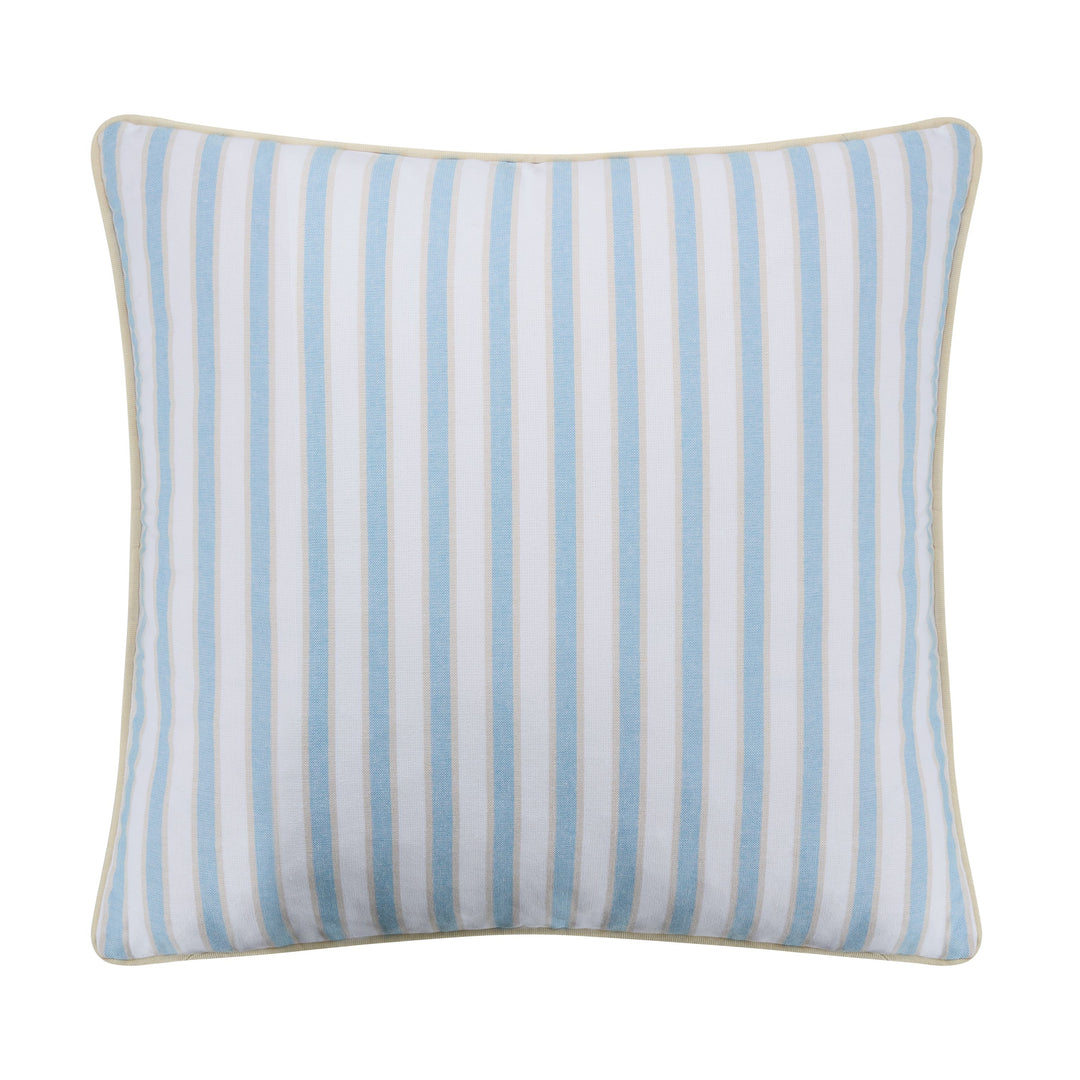 Southern Tide Chambray Stripe Square Blue Decorative Pillow