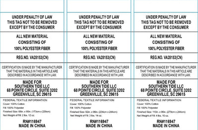 Law label of the comforter set