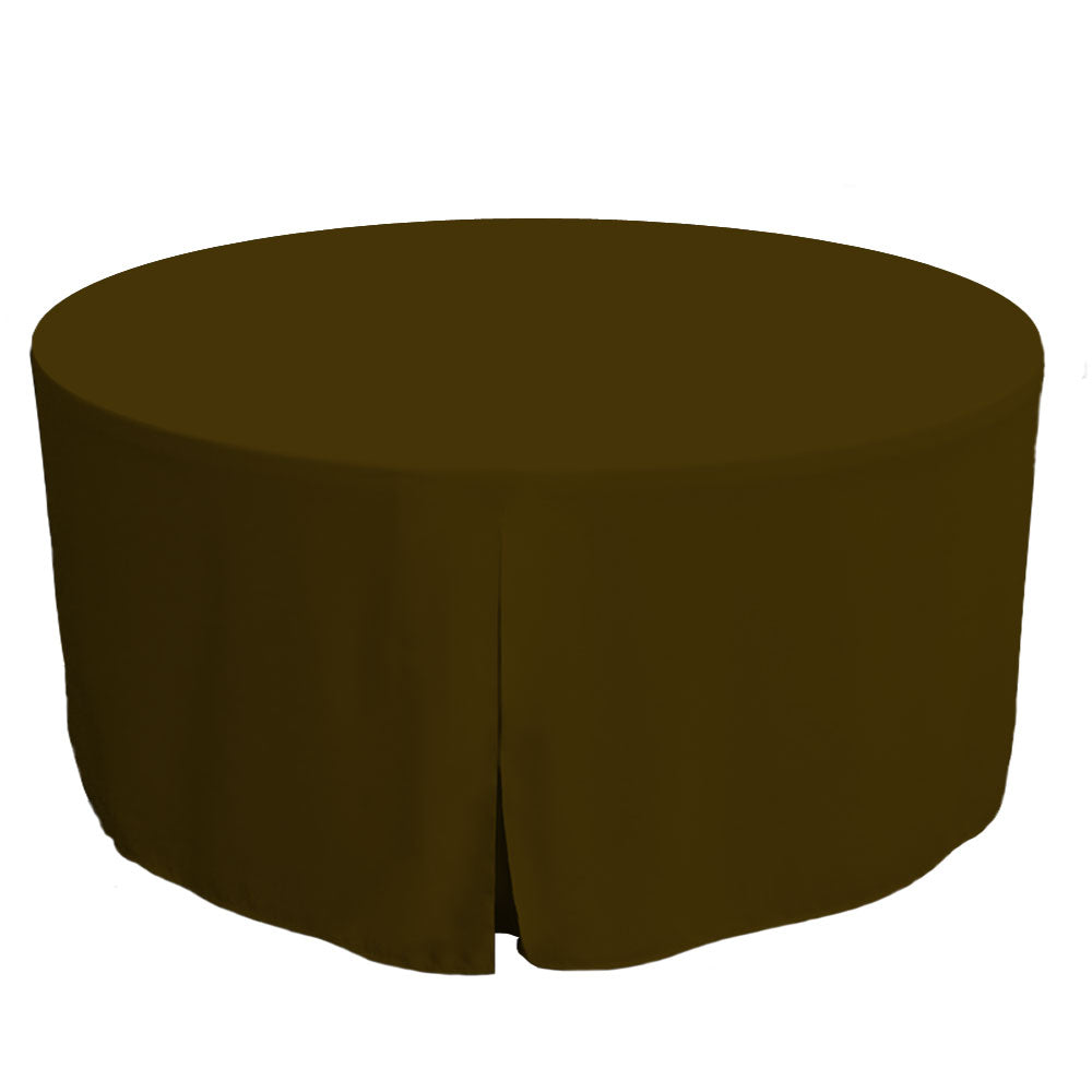 Round table cover in a solid dark brown color, designed for a 60-inch table with a draped edge.
