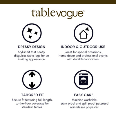 Round table cover designed for 60-inch tables, featuring a tailored fit and machine washable, stain-resistant fabric.