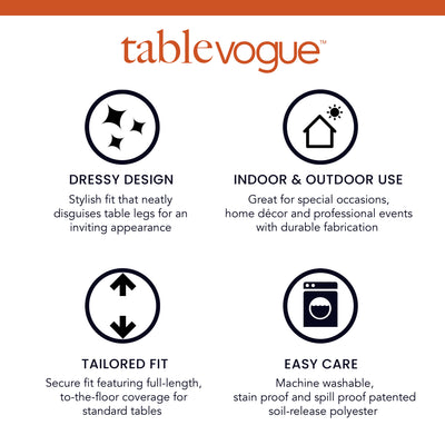Round table cover with a tailored fit, suitable for indoor and outdoor use, and machine washable for easy care.