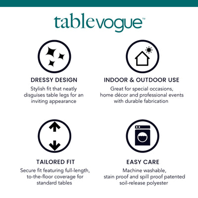 Round table cover with a tailored fit, suitable for indoor and outdoor use, and machine washable for easy care.
