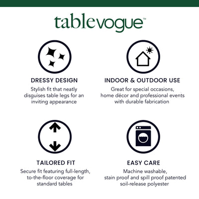 Round table cover with a tailored fit, suitable for indoor and outdoor use, made from stain and spill-proof polyester.