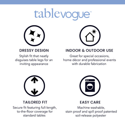 Round table cover designed for 60-inch tables, featuring a tailored fit and machine washable, stain-resistant fabric.