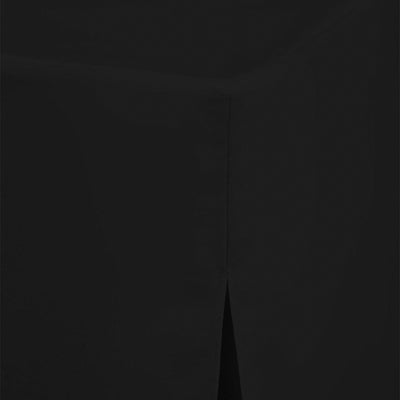 Black round table cover with a smooth surface and a slit at the edge for easy fitting.