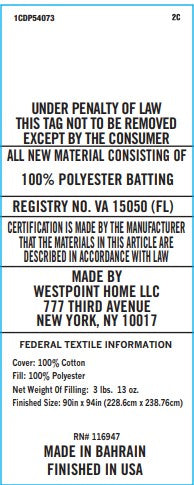 Made by WestPoint Home. Cover: 100% Cotton. Fill: 100% Polyester. See Dimensions for sizes. Made in Bahrain. Finished in USA.