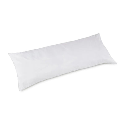 A plain white rectangular pillow, likely a body pillow, shown on a seamless white background.