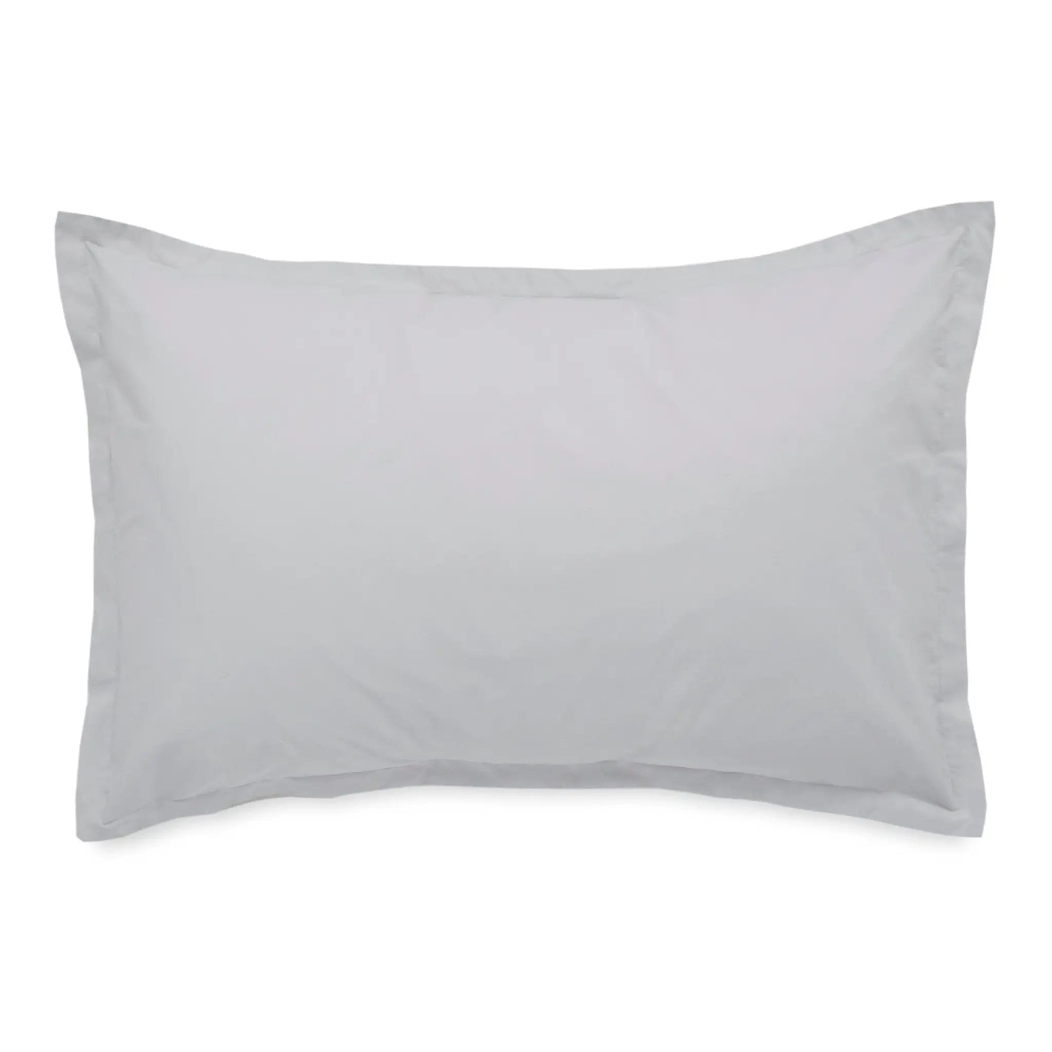 A plain grey pillow sham shown flat against a white background.