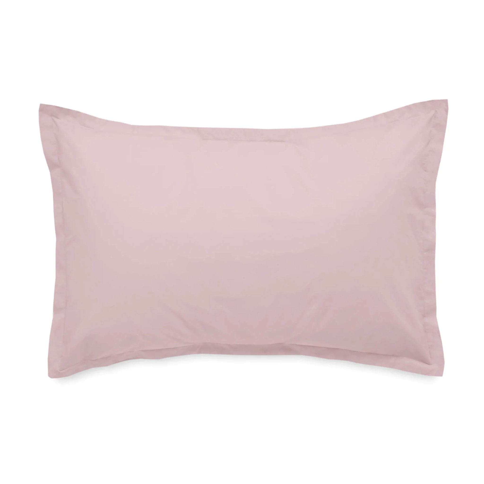 A pink pillow sham shown flat against a solid white background.