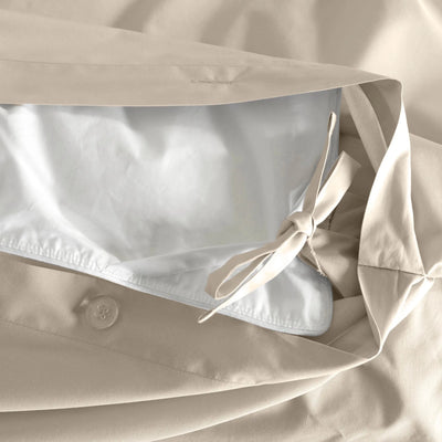 Close-up of linen fabric pillow sham.