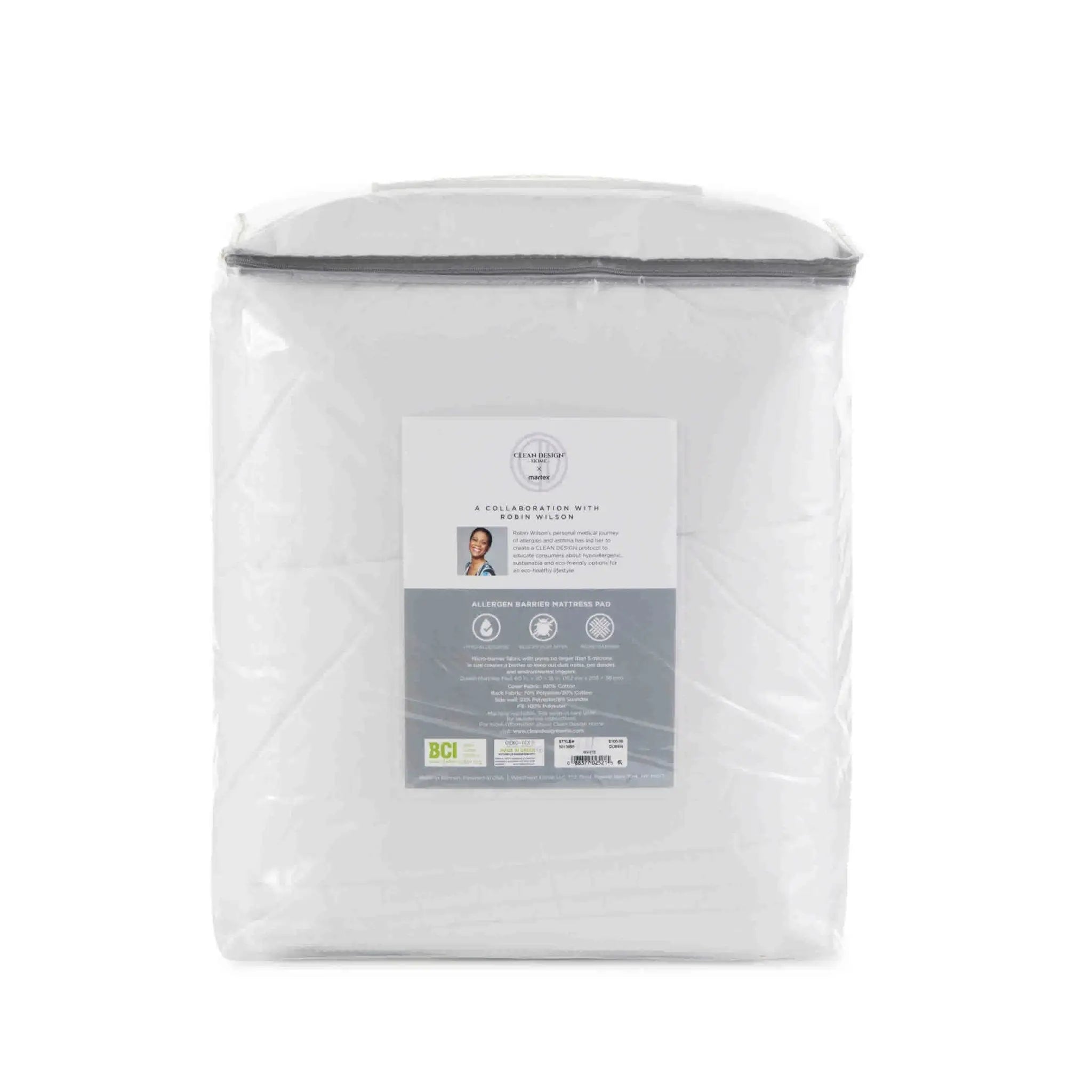 Clean Design Home Allergen-Barrier 300 Thread Count 100% Cotton Mattress Pad