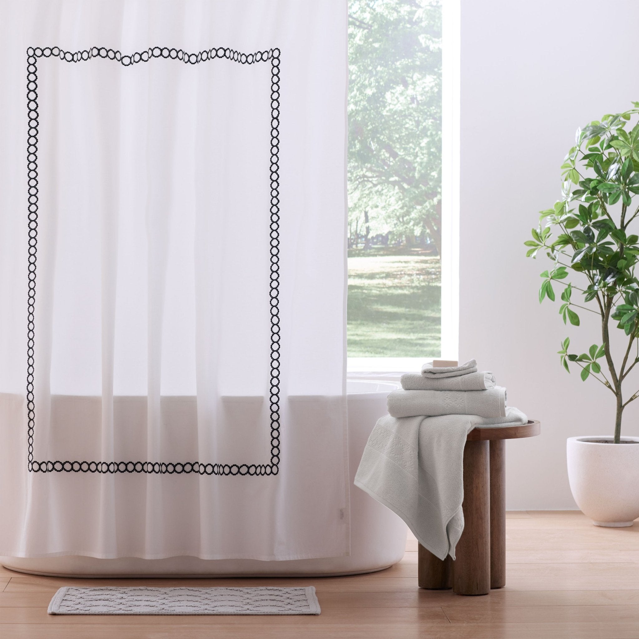 Clean Design Home Allergen Barrier Savoy 100% Cotton 300 Thread Count Shower Curtain