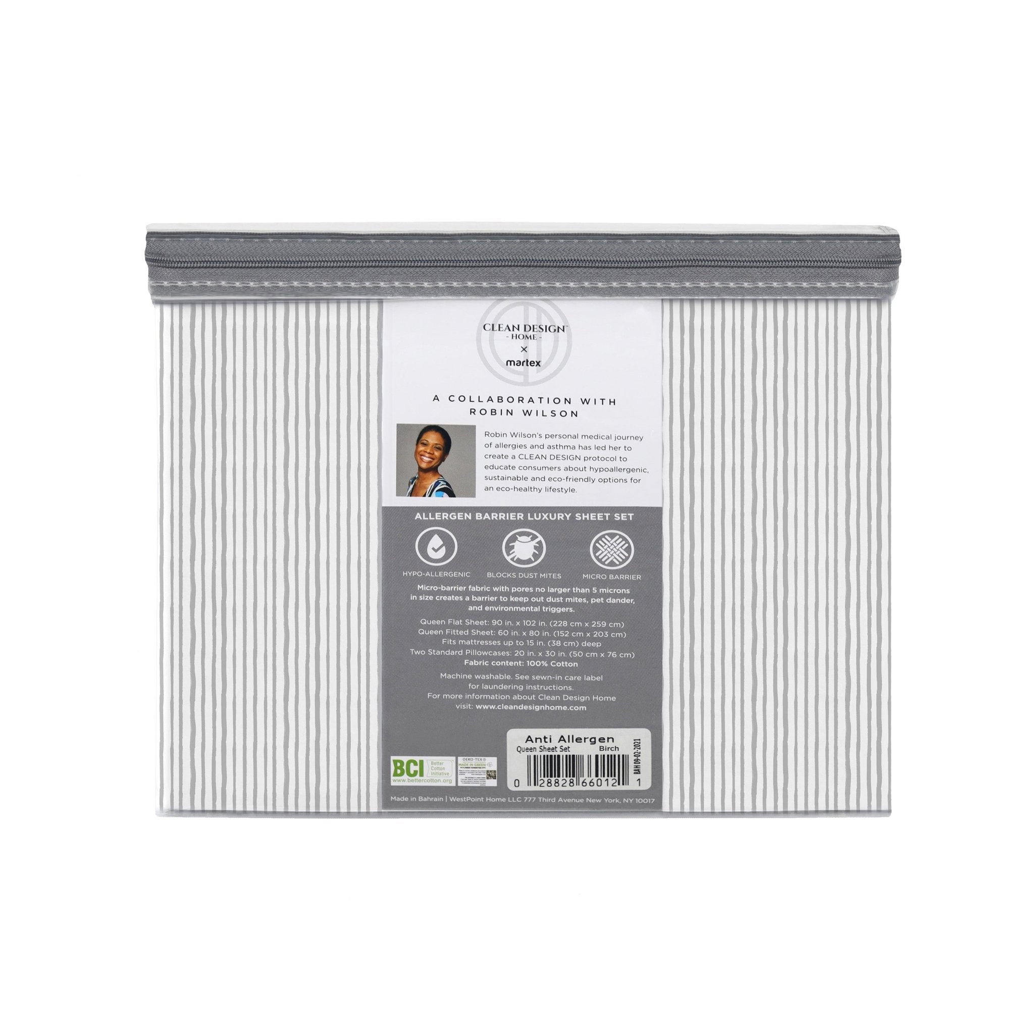 Clean Design Home Birch 300 Thread Count Super Soft Percale Printed Sheet Set