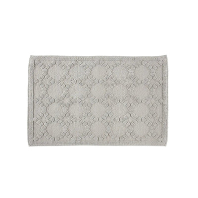 A rectangular gray bath rug, shown flat against a white background.