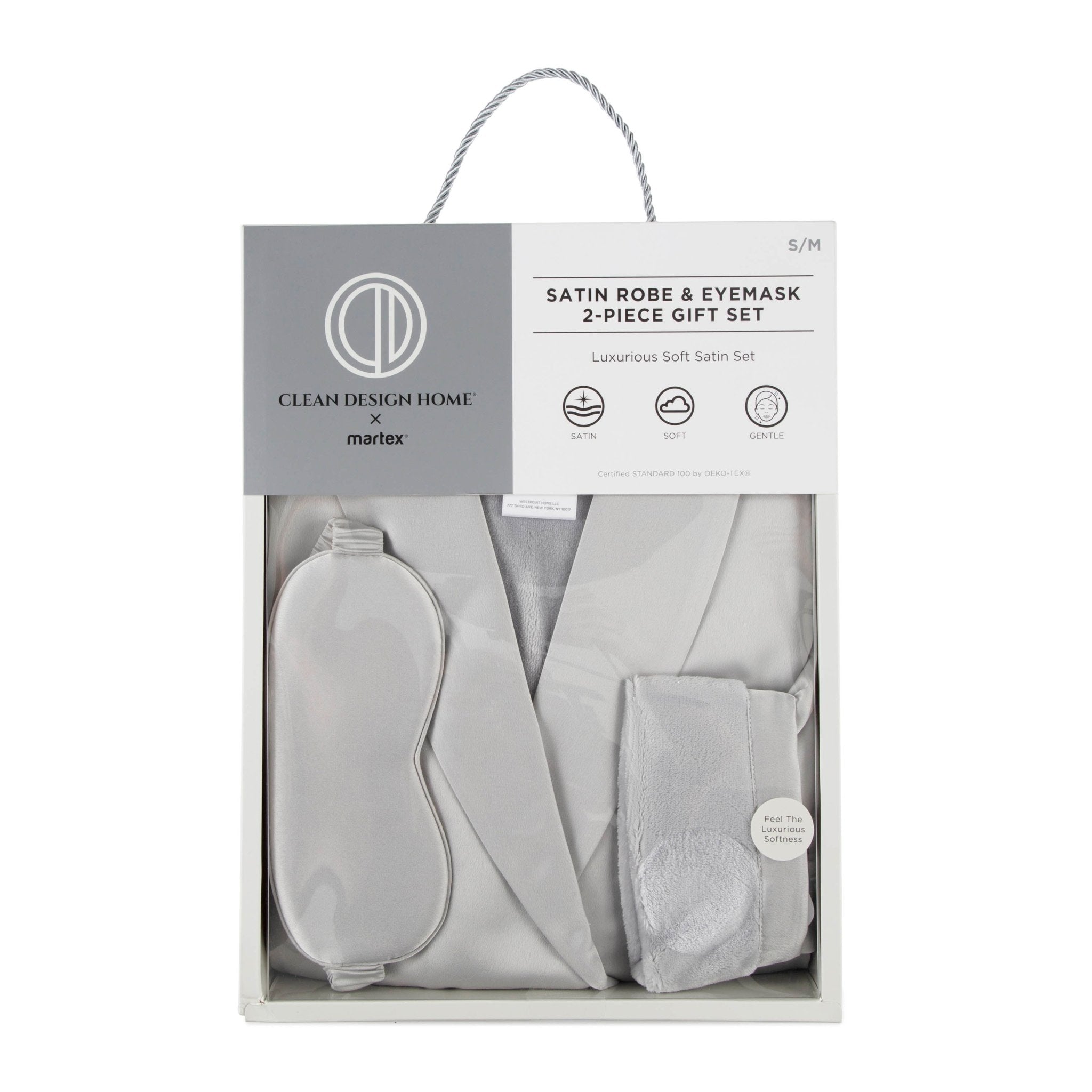 Clean Design Home Soft Satin Robe and Eyemask Gift Set