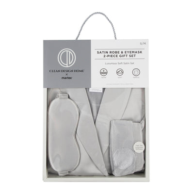 Clean Design Home Soft Satin Robe and Eyemask Gift Set