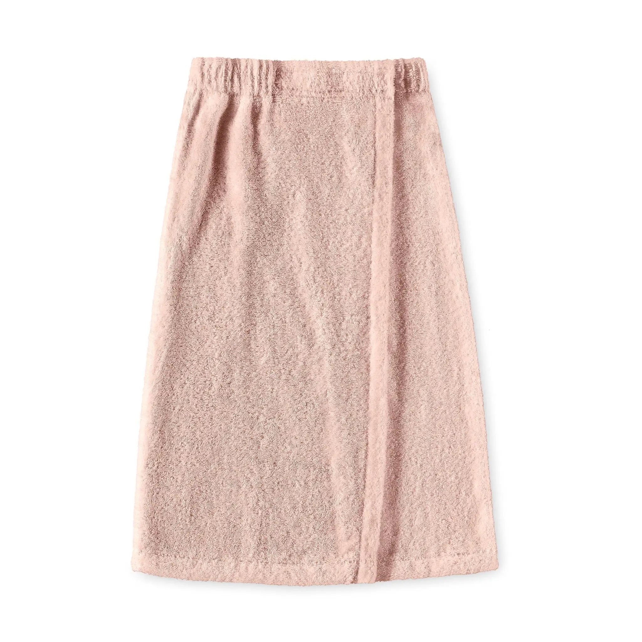 A blush textured shower wraps shown flat against a solid white background.