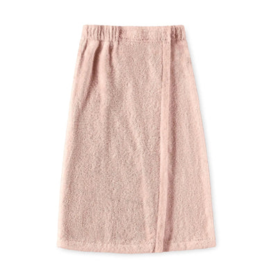 A blush textured shower wraps shown flat against a solid white background.