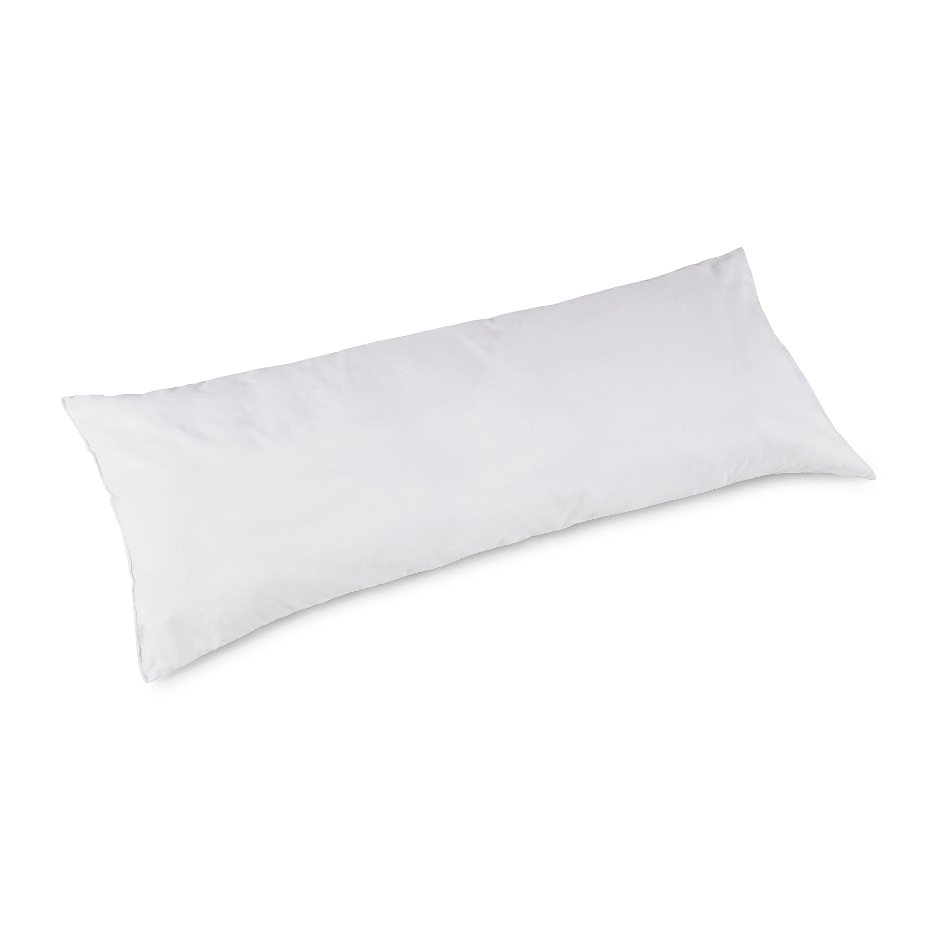 Long, rectangular white gusset pillow with a smooth surface.