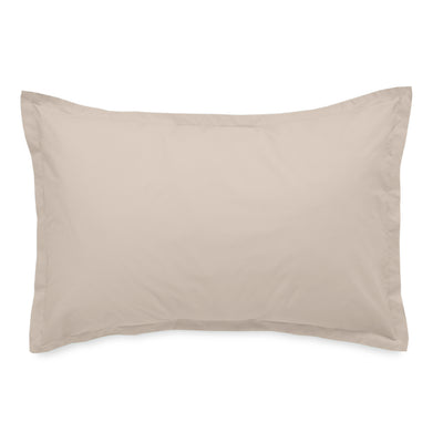 Solid beige pillowcase with a smooth percale texture and a simple, clean design.