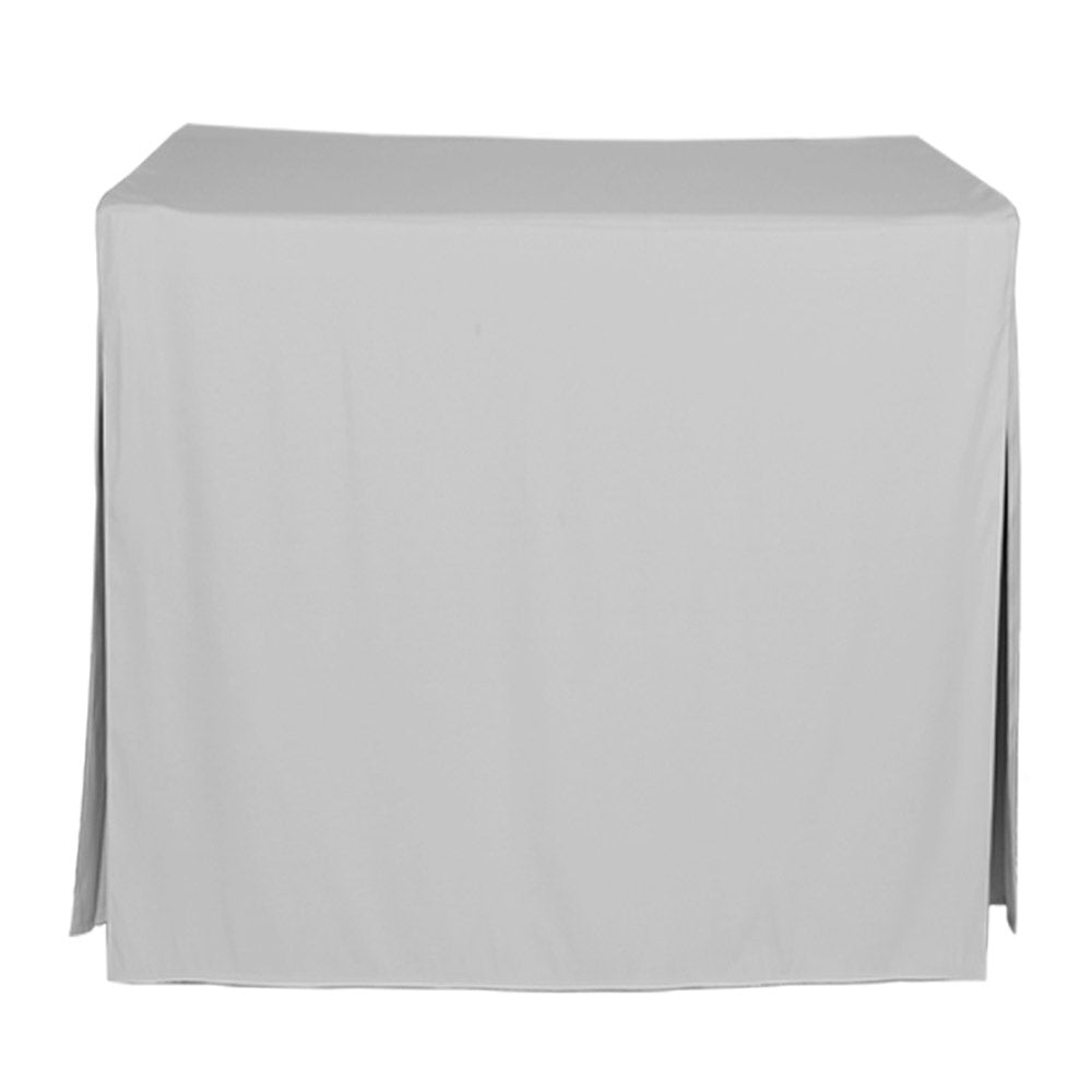 Square table cover in light gray, designed to fit a 34-inch table with draped sides.