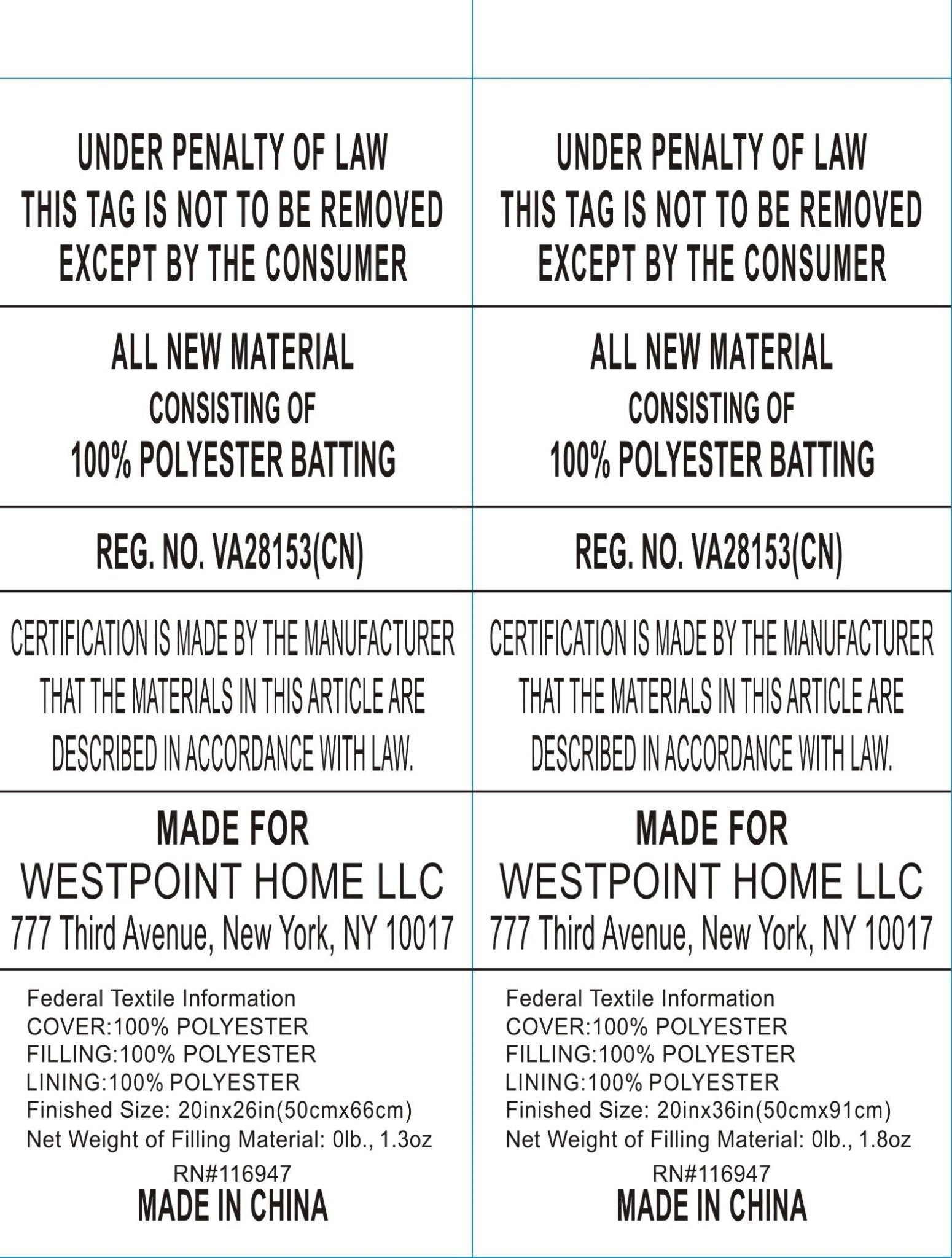 Text labels on a white background with legal and product information.