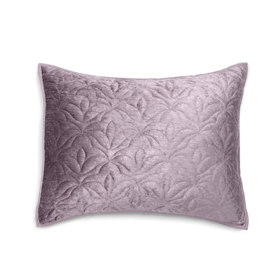 A rectangular purple pillow sham with an embossed floral pattern, shown against a plain white background
