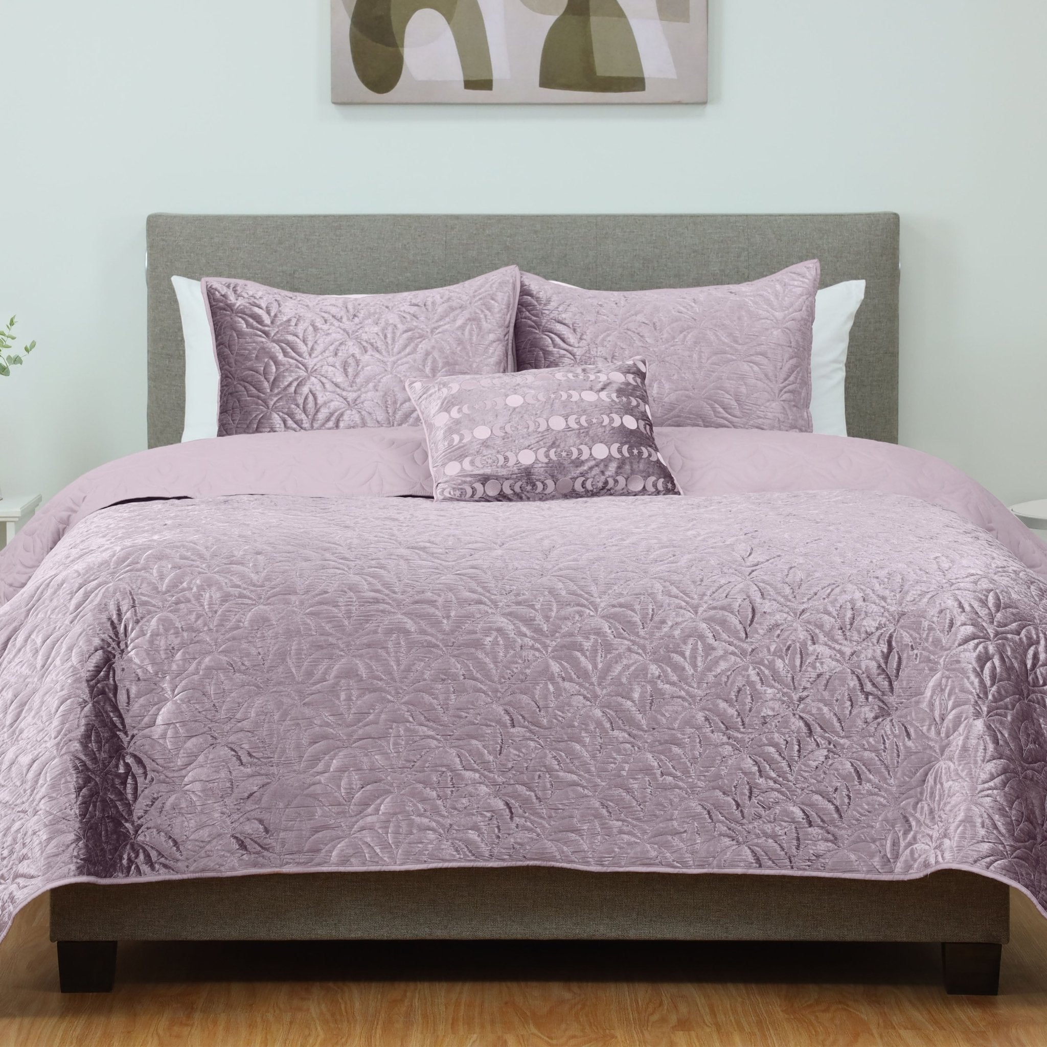 Lemon Tree Moon Phases Purple/Pink Velvet Crinkle Decorative Pillow