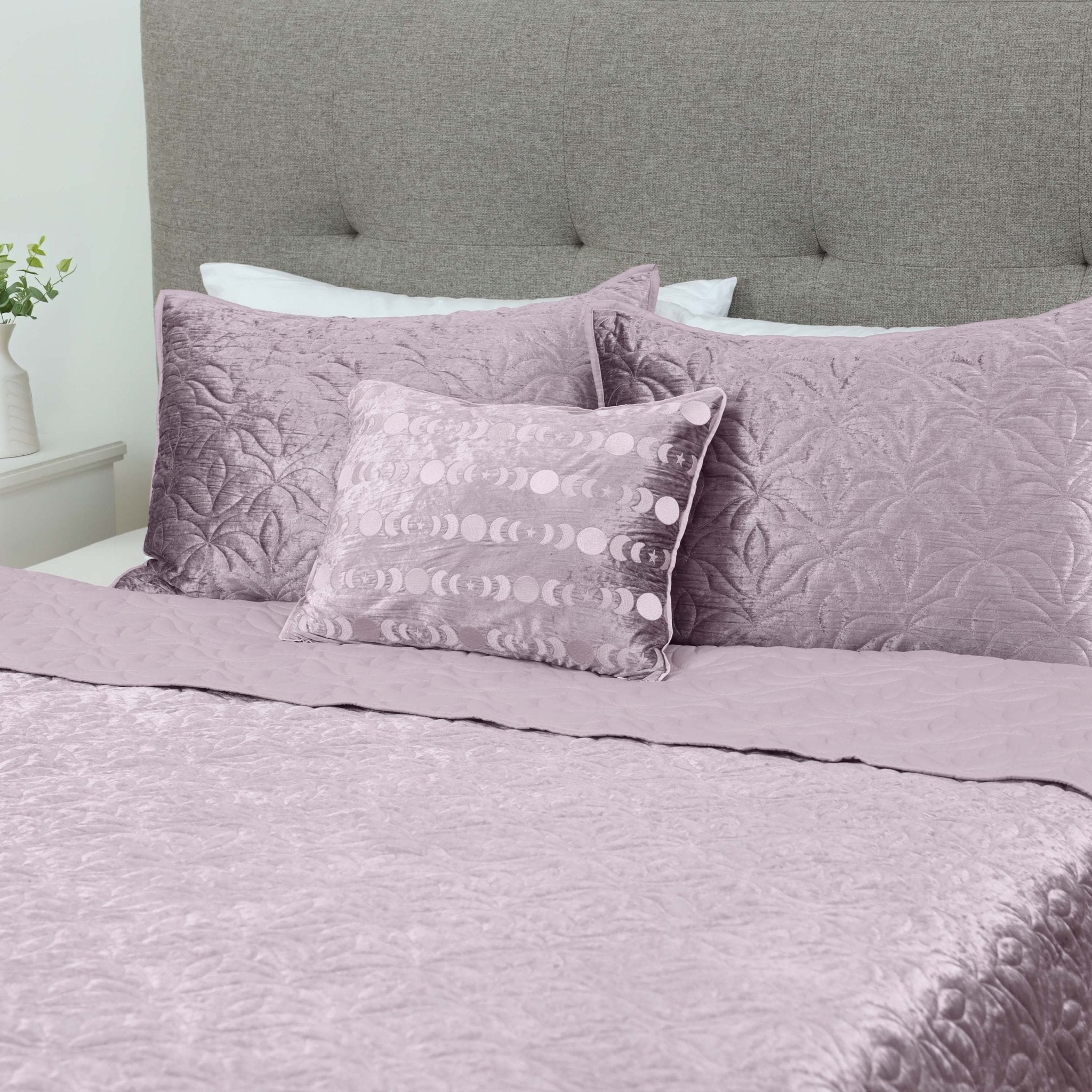 Lemon Tree Moon Phases Purple/Pink Velvet Crinkle Decorative Pillow
