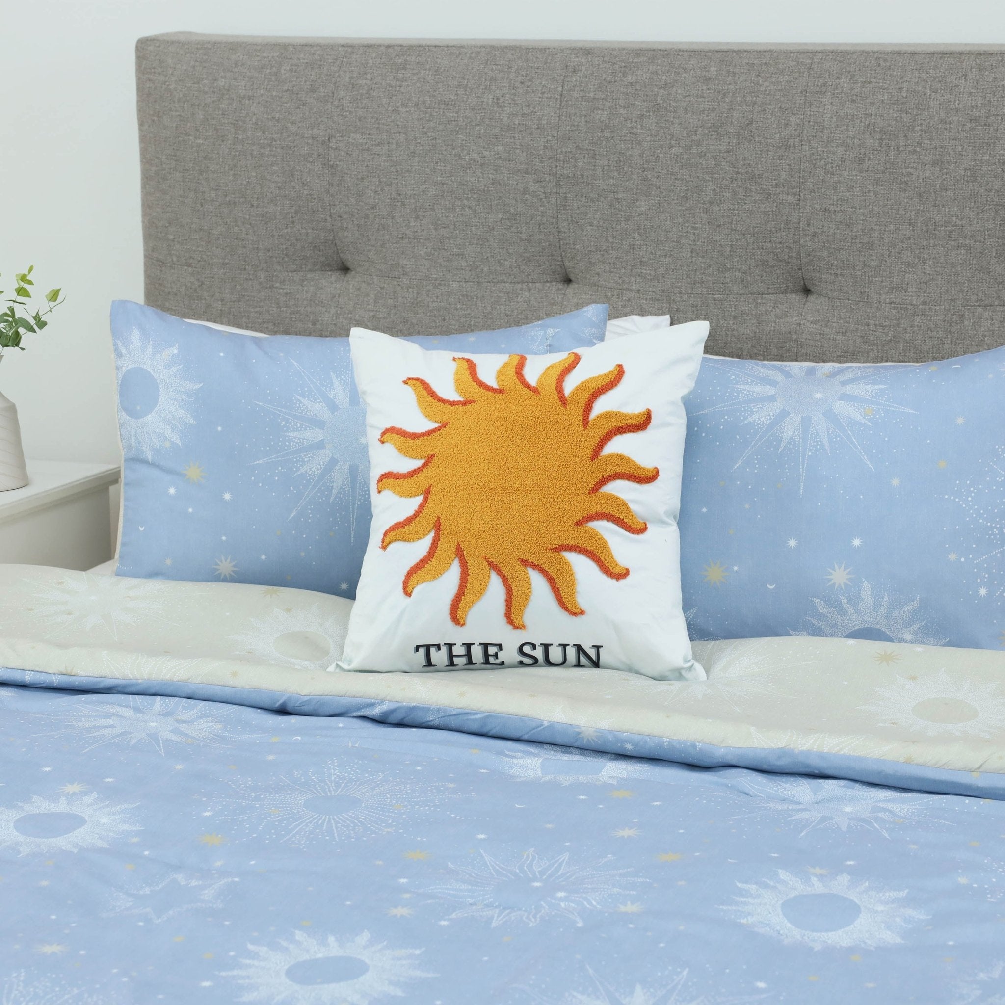 Lemon Tree Sun Square Blue/Yellow Decorative Pillow