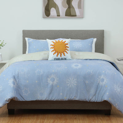 Lemon Tree Sun Square Blue/Yellow Decorative Pillow