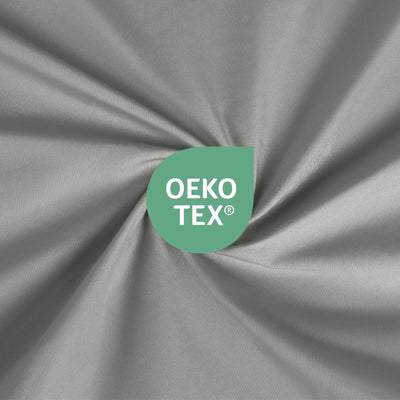 Gray fabric with a grey OEKO-TEX logo in the center