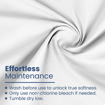 White fabric with text on effortless maintenance