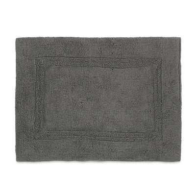A dark gray rectangular bath rug with a raised border design, shown flat against a plain white background.