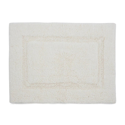 A white rectangular bath rug with a raised border, shown flat against a solid white background.