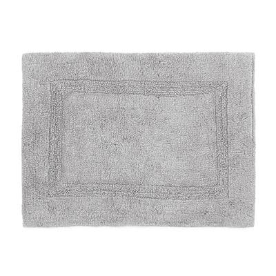 A light gray rectangular bath rug with a raised border, shown flat against a solid white background.