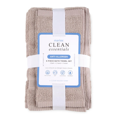 Martex Clean Essentials 100% Cotton Solid Low Lint 6-Piece Towel Set