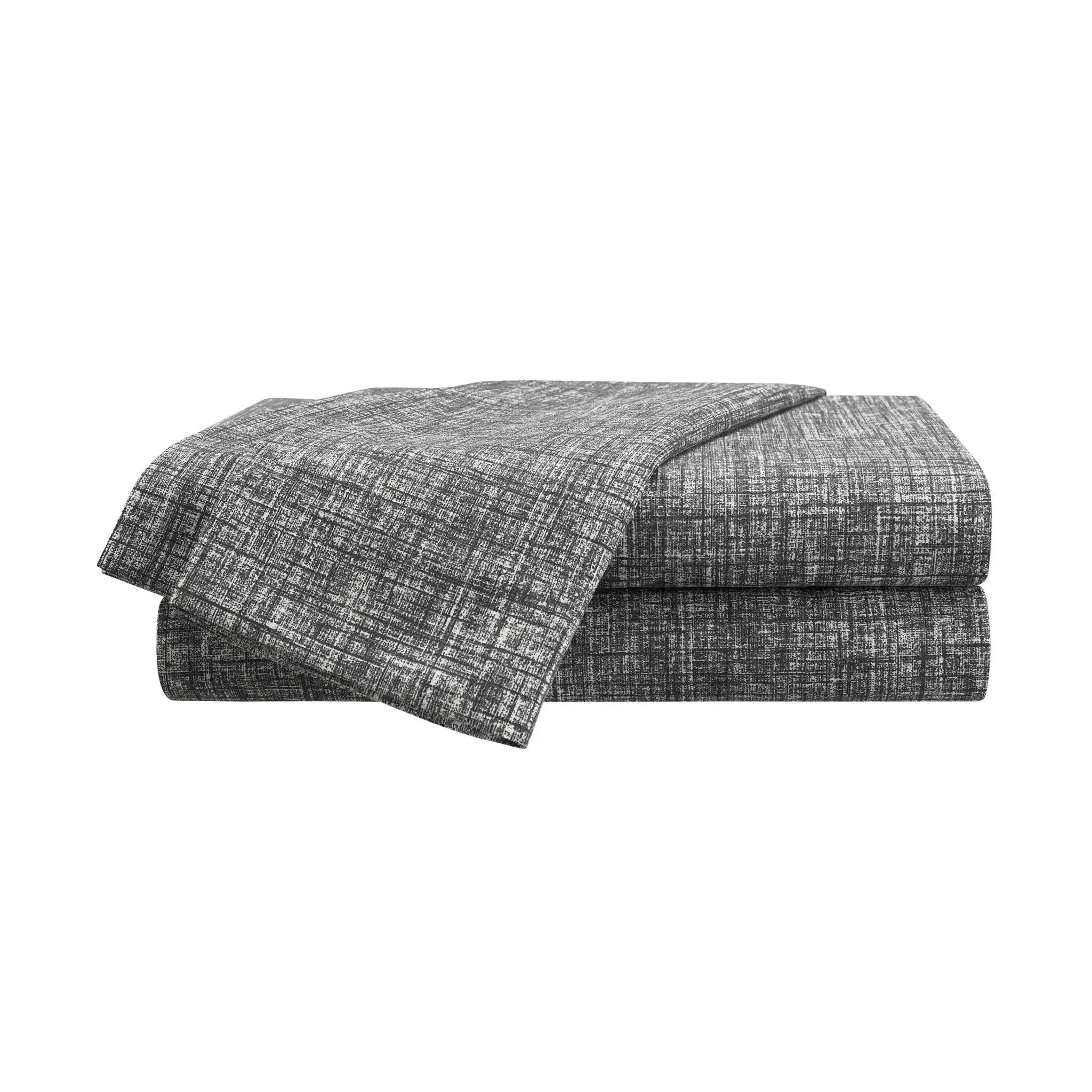 Folded gray textured sheets on a white background
