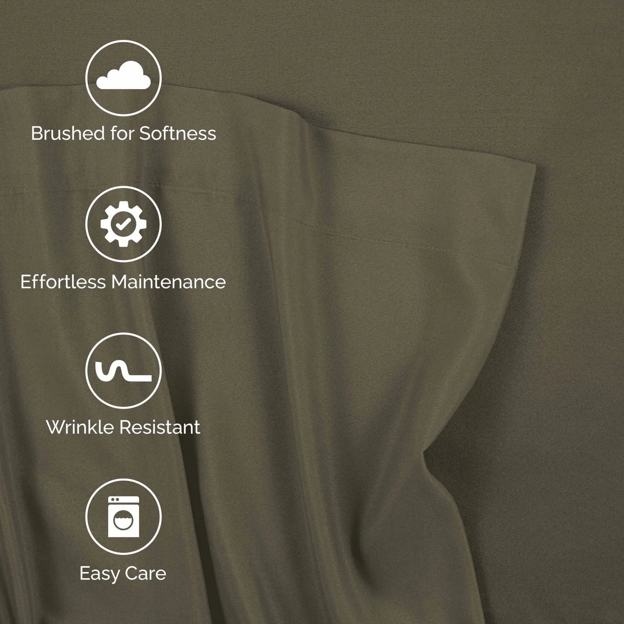 Green fabric with icons and text highlighting features.