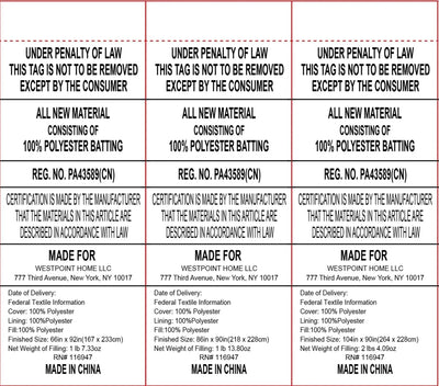 A square product information card with a white background and red dashed border.
