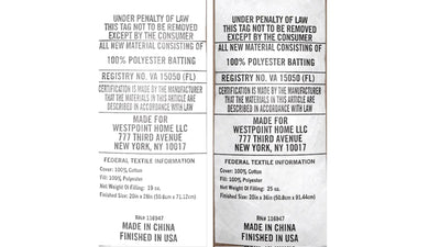Two identical law labels with text on a white background