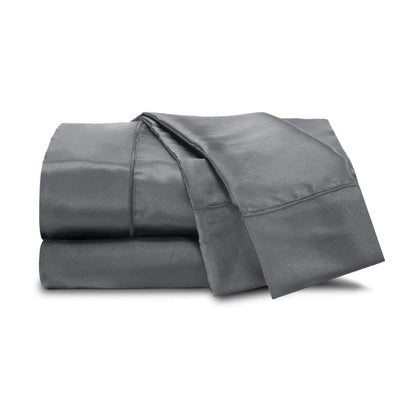 Gray bed sheet set on a white background