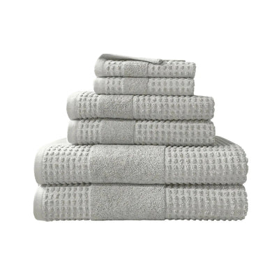 Stack of gray towel set on a white background