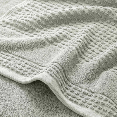Close-up of a textured grey bath towel