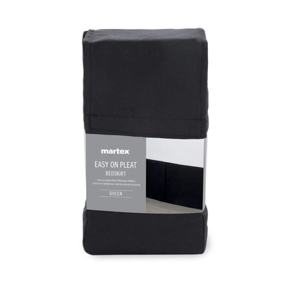 Black bed skirt with Martex label on a white background